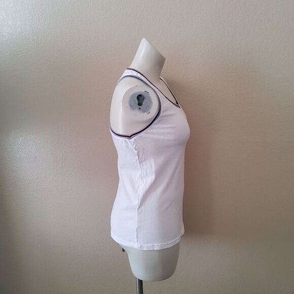Sundry Stripe Trim Racerback Tank Top Large White NWT - Picture 2 of 8